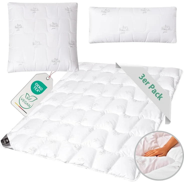 SEI Design Microfaserbettdecke Bett-Set Bettdecke 135x200 + Kopfkissen 80x80 + Kissen 40x80, Füllung: daunenähnliches Gefühl, Bett-Set 3-Tlg.: Bettdecke 135x200 + Kopfkissen 40x80 + Kissen 80x80