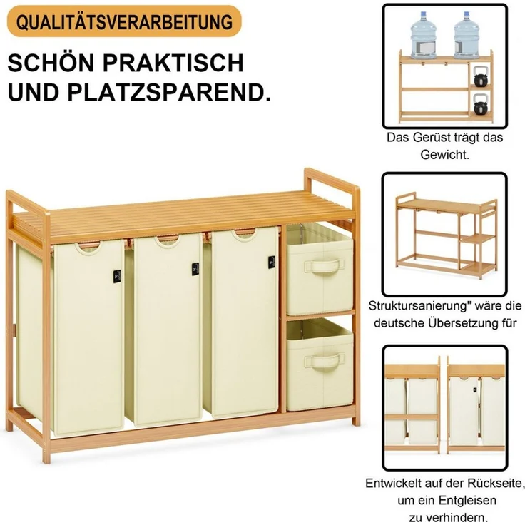AdelDream Wäschekorb AdelDream Wäschekorb 5 Fächer Wäschesammler – Bild 3