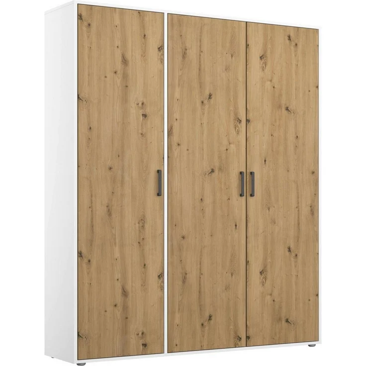 Rauch Möbel 'Voyager' Kleiderschrank, Holz, Eiche Artisan | Weiß, Zubehör Classic, Breite 140 cm | ohne Schubladen – Bild 1