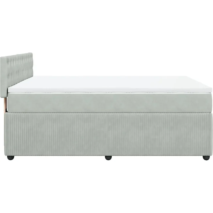 vidaXL Boxspringbett mit Matratze Hellgrau 140x190 cm Samt 3290046 – Bild 7
