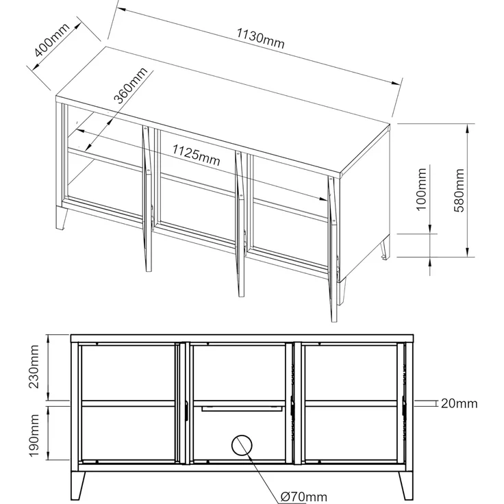 Fernsehschrank Kotka mit 3 Türen Schwarz [en. casa] – Bild 2