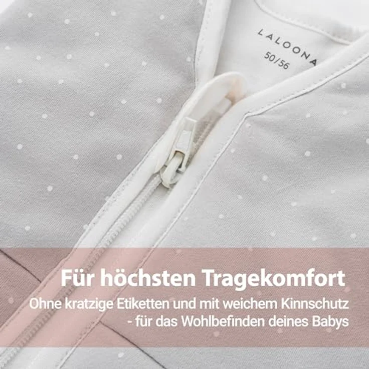 LaLoona Schlafsack wattiert, Dots Light Taupe, TOG 3.0, Gr. 50/56, Unisex, Oeko-Tex Standard 100 – Bild 4