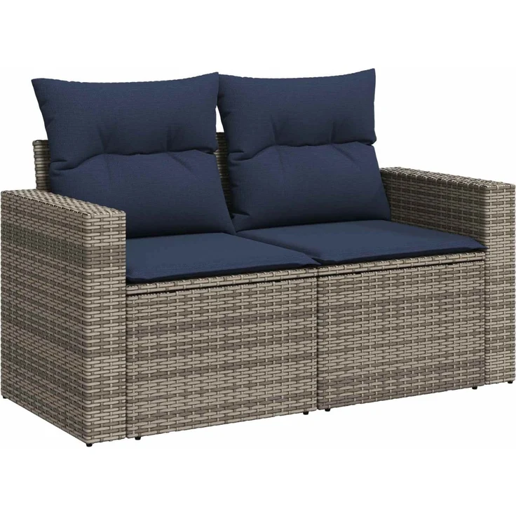 vidaXL Sofa Set 5 stk. Grau und Marineblau Polyrattan und Stahl 3447859 – Bild 3