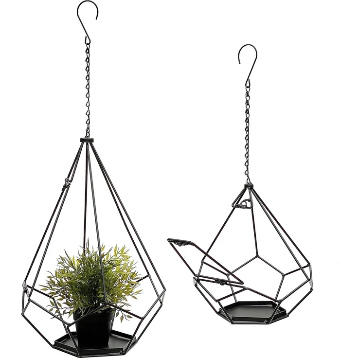 DanDiBo Blumenampel Innen Metall Wand Hängepflanzen 64 cm & 82 cm 96075 2er Set mit Tür 6 Ecken Pflanzenhänger Blumenhänger Topfhänger Blumen Blumentopfhänger Hängetopf – Bild 3