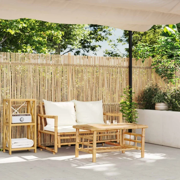 vidaXL 2-teiliges Gartensofa-Set mit Kissen Bambus 365870 – Bild 7