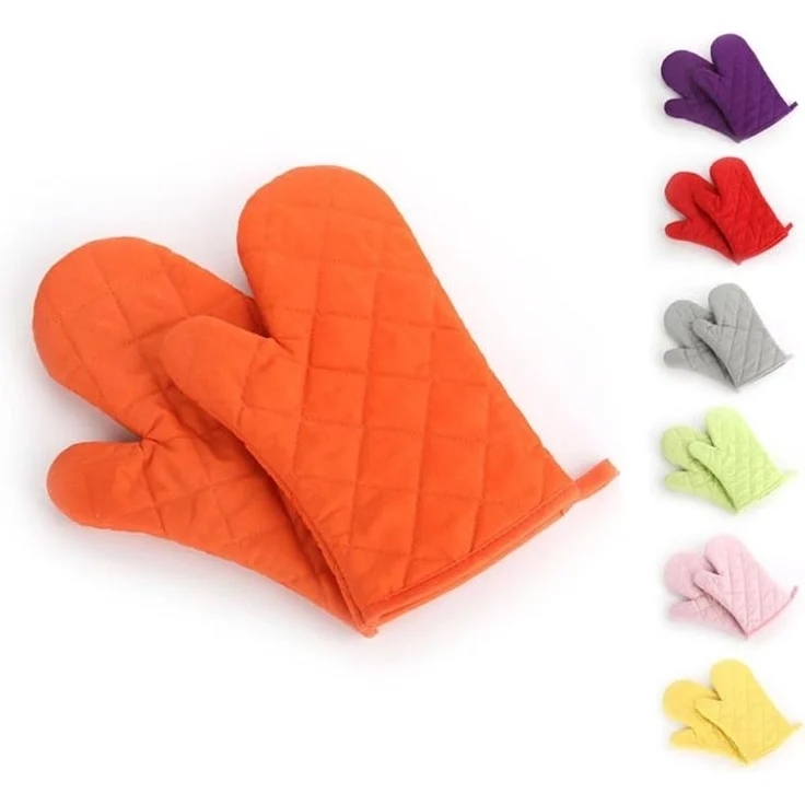 Ofenhandschuhe, hochwertige hitzebeständige Küchenhandschuhe aus Baumwolle und Polyester, gesteppt, übergroße Handschuhe, 1 Paar, Orange – Bild 6