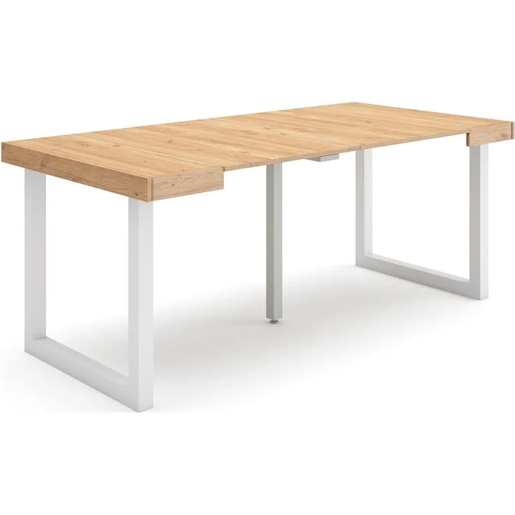 Skraut Home | Ausziehbarertisch | Multifunktionaler ausziehbarer | 180 | Für 8 Gäste | Massivholz Beine | Moderner Stil | Eiche