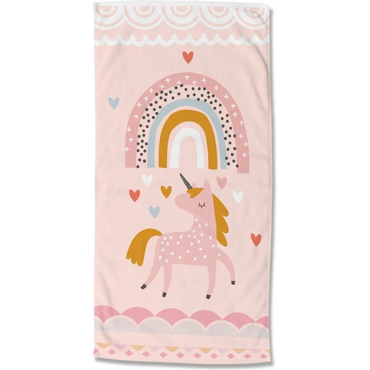 good morning Strandtuch Unilove, Microfaser (1-St), 100% Mikrofaser, 75x150, Schnelltrocknend, Kind Mädchen, Einhorn, Rosa – Bild 1