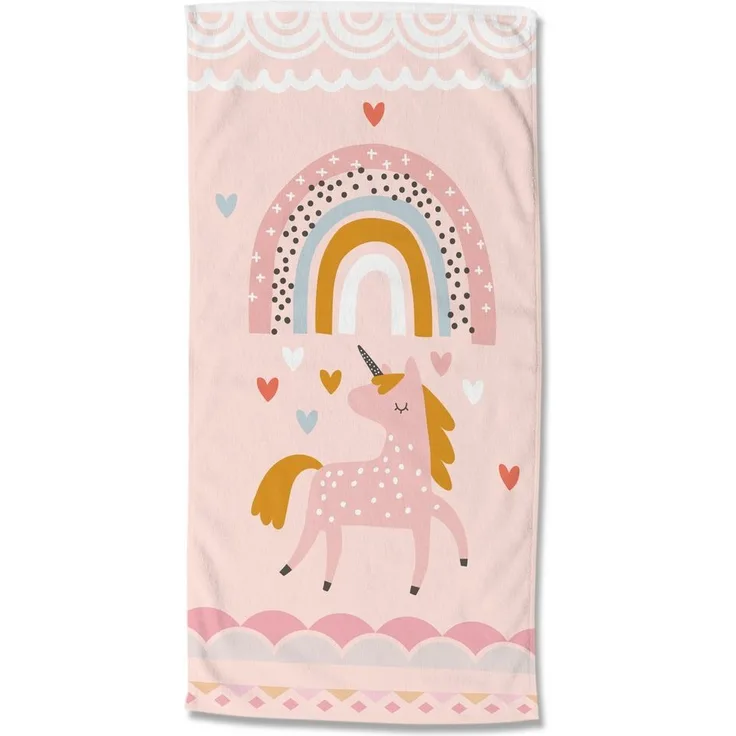good morning Strandtuch Unilove, Microfaser (1-St), 100% Mikrofaser, 75x150, Schnelltrocknend, Kind Mädchen, Einhorn, Rosa