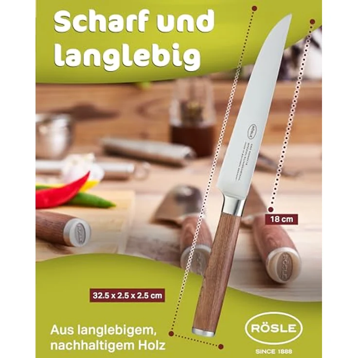 Rösle Fleischmesser Masterclass 18 cm Griff Nussbaumholz – Bild 9