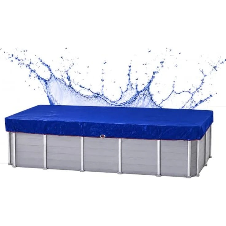 QUICK STAR Poolabdeckung Eckig 660 x 360 cm, Blau, 200 g/m² PE-Gewebe | Abdeckung passend für 549x274 cm Pools, Sommer & Winter Poolplane, zweifach beschichtete Abdeckplane, UV-Resistent – Bild 1
