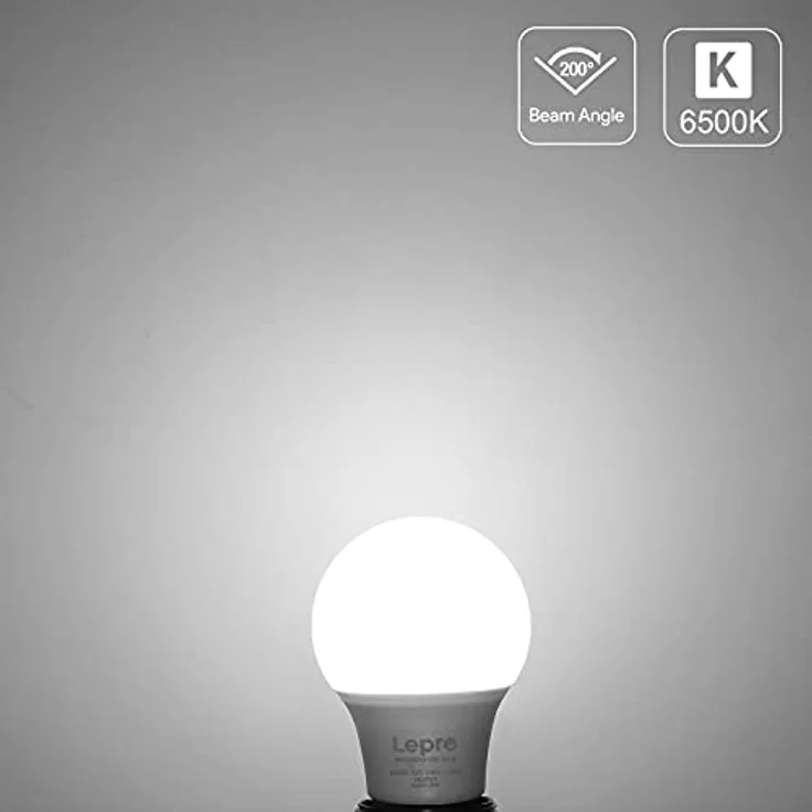Lepro E27 LED Kaltweiss Glühbirne, 8.5 Watt 806 Lumen LED Lampe E27, ersetzt 60W Birne, A60 Leuchtmittel, 6500 Kelvin Kaltweiß LED Glühlampen, 160° Abstrahlwinkel Energiesparlampe, 6 Stück – Bild 3
