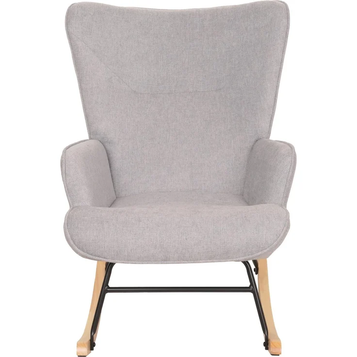 Schaukelstuhl HWC-N14, Schwingstuhl Relaxsessel Fernsehsessel, Massiv-Holz Metall Stoff/Textil 320g/m² ~ hellgrau – Bild 7