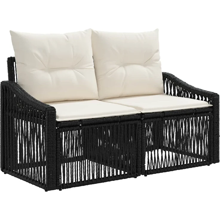 vidaXL Gartensofa-set 13 stk. Schwarz und Cremeweiß 100 x 55 x 73 cm 3437347 – Bild 4