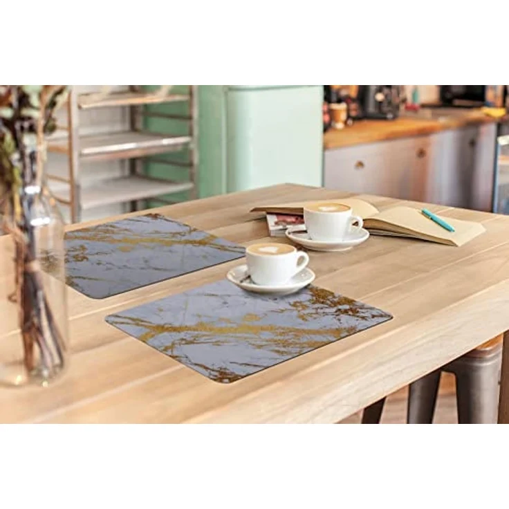 MuchoWow Platzset Marmor - Gold - Weiß - Luxe - Marmoroptik/print - Glitzer, (6-St), Platzsets, Tischset, Abwaschbar, Tischsets, Platzdeckchen – Bild 3
