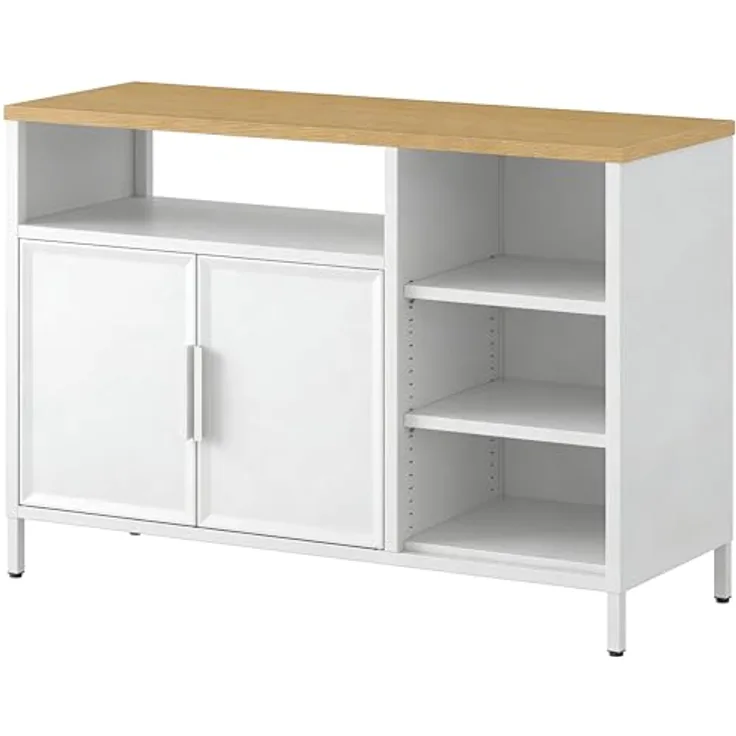 YITAHOME Aufbewahrungsschrank, Metallschrank, Sideboard, Schrank mit Doppeltür, Magnetverschluss, verstellbare Einlegeböden, Stahlgestell
