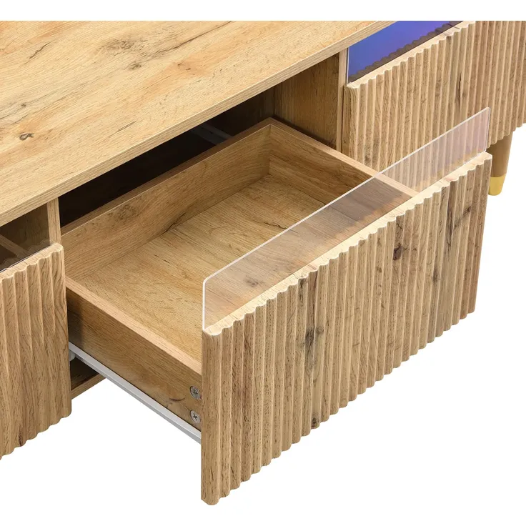 Lowboard mit Schubladen und LED-Beleuchtung, 178/35/45 cm, TV-Schrank, Fernsehtisch, Fernsehschrank für Wohnzimmer, stehend – Bild 10