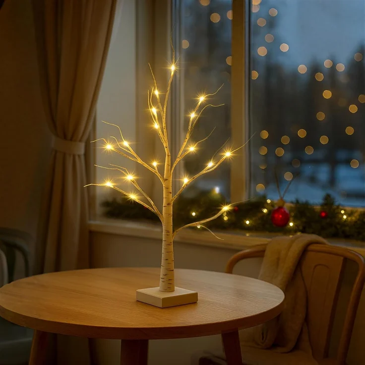 Salcar LED-Lichterkette LED Baum Lichter Warmweiß Weihnachten LED Birkenbaum, 1PC 60cm LED Lichterbaum Innen mit 24 LEDs Licht – Bild 8