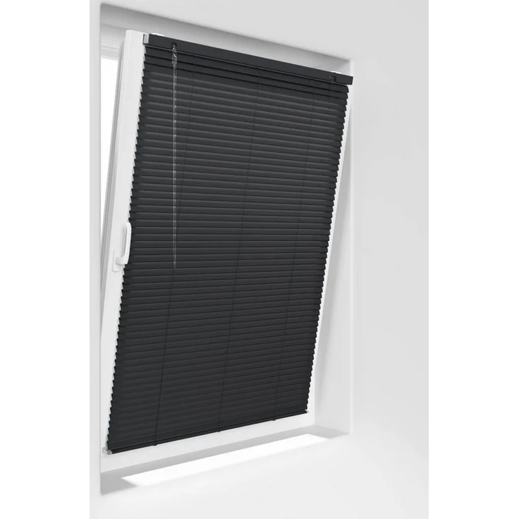 Victoria M. Jalousie LightLess Prime Aluminium-Jalousie 50x130 cm Schwarz matt, mit Bohren, ohne Bohren, geklemmt oder verschaubt, L Profil 25 mm Lamellen, feuchtigkeitsbeständig, verdunkelnd – Bild 4