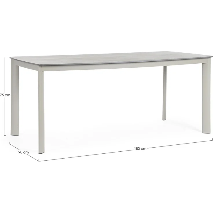 Gartenesstisch Alcora aus Aluminium und Stein, modern, beige Saturn, 180x90 cm, für 4–6 Personen – Bild 4