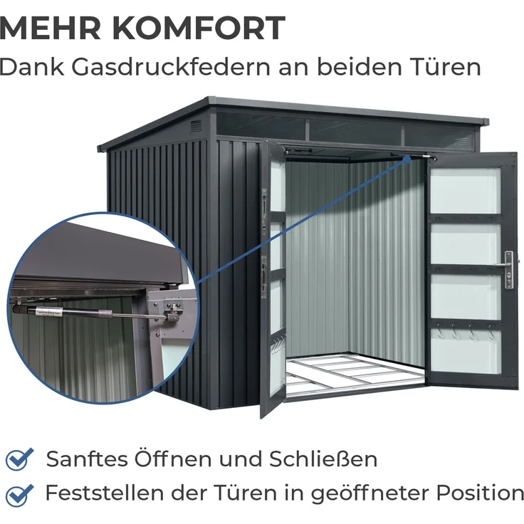 Osoltus 'Skylight' Geräteschuppen mit Pultdach, Metall anthrazit, 201 x 186 x 237 cm – Bild 4