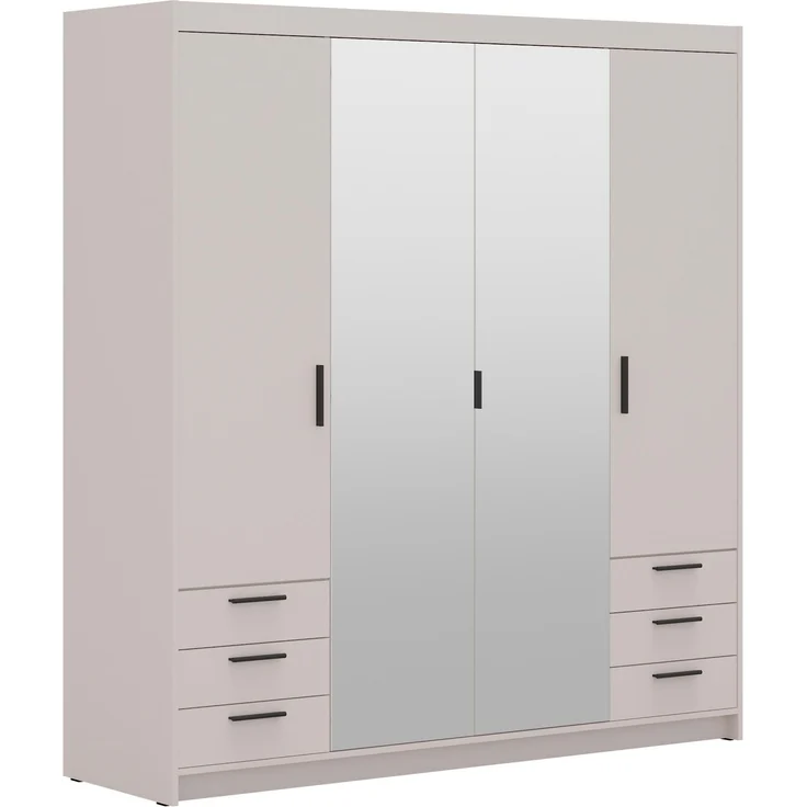AX LIVING Beige Kleiderschrank mit Spiegel Storicos 4T6S 176,3cm Groß – Bild 1