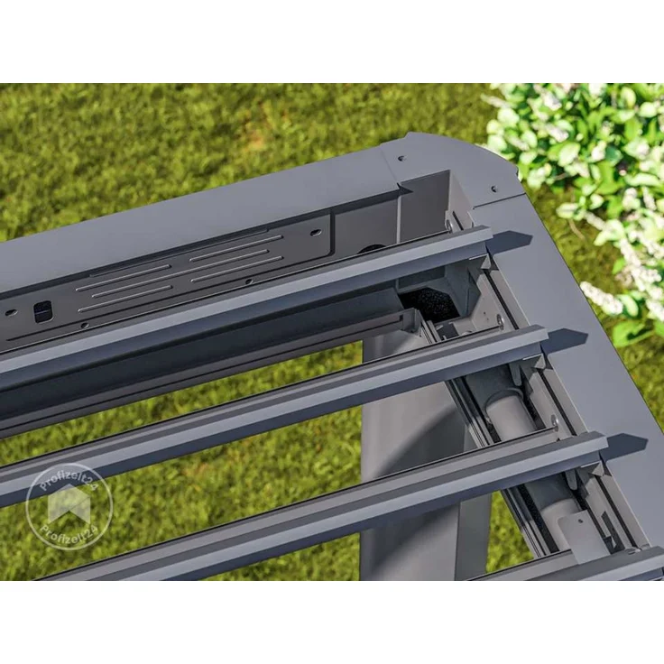 PRIMEYARD Pergola 3,5x3,5 m Aluminium Pfosten und Lamellendach aus Stahl - anthrazitfarbene Terrassenüberdachung – Bild 5