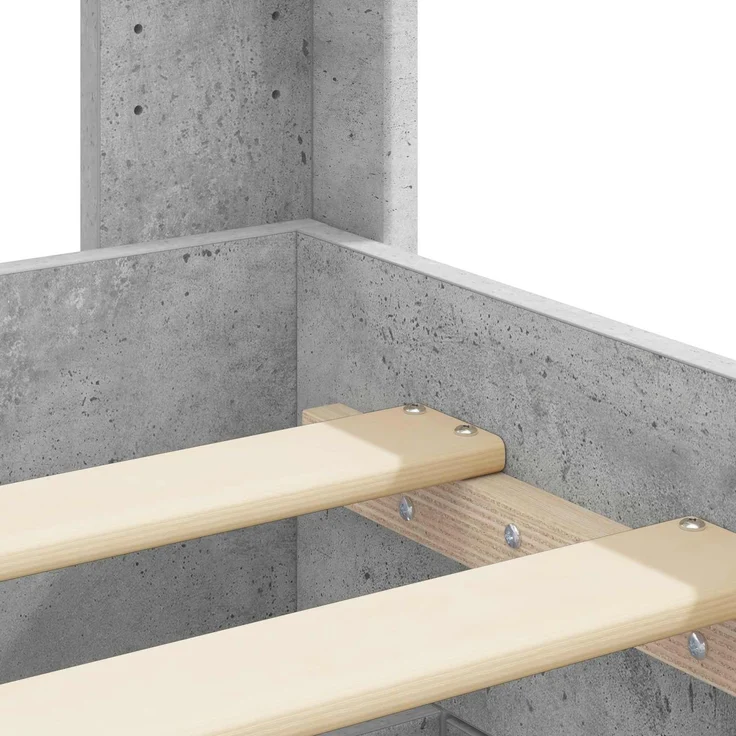 vidaXL Bettgestell mit Stauraum und Kopfteil Betongrau Holzwerkstoff 3414136 – Bild 10