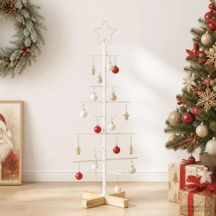 vidaXL Metall Weihnachtsbaum KUOPIO 90 cm Stahl Weiß 42053873 – Bild 1