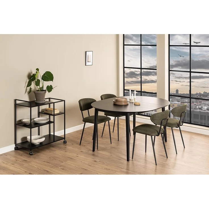 ACTONA GROUP Esstisch Montreux Tisch, Esszimmertisch, schwarz lackiertes Eichenfurnier, Schmetterlingsauszug, Blattablage – Bild 9