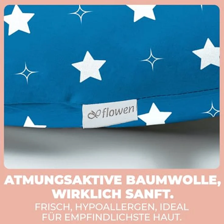 Flowen Stillkissen Klein für Neugeborene Kleines Stillkissen mit Bezug aus 100% Baumwolle und Weicher Füllung Stillhörnchen Baby Ergonomische Rückenstütze Geschenkidee für Junge Mütter und Schwangere – Bild 5