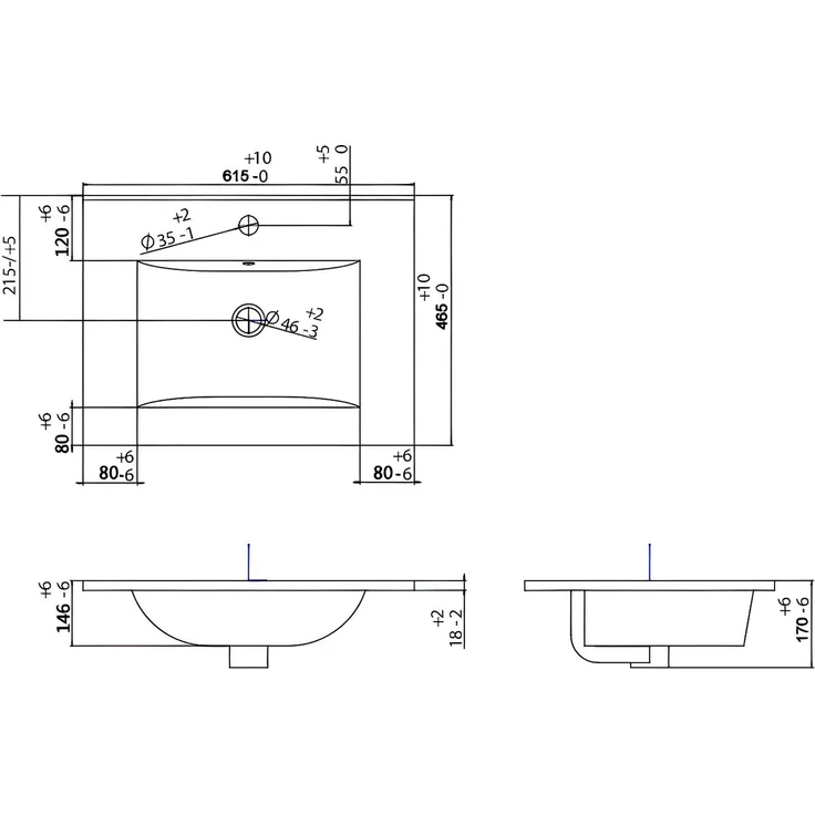 Vente-unique - Hängender Badezimmer-Unterschrank mit Einbau-Waschbecken – Beige – B60 cm – ONDIL – Bild 6