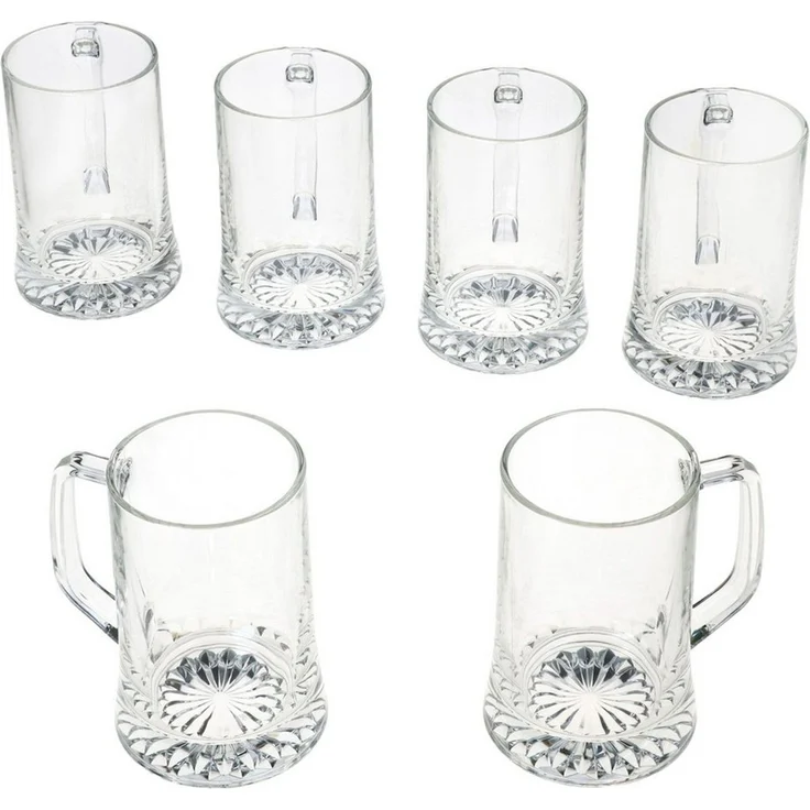 MamboCat Bierglas 6x Akki Bierkrug 0,5L mit Sternboden & Henkel Bierseidel 500ml Glas, Glas – Bild 2