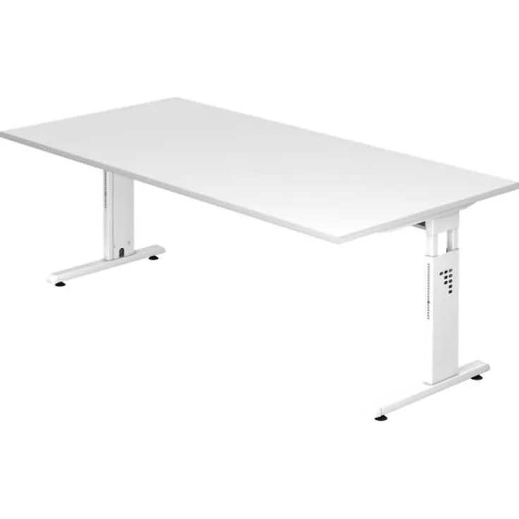 Schreibtisch OS2E C-Fuß 200x100cm Weiß Gestellfarbe: Weiß