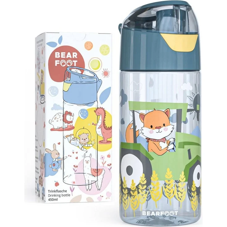 BEARFOOT Trinkflasche Trinkflasche Kinder, leichte Wasserflasche - Traktor Fuchs – Bild 1