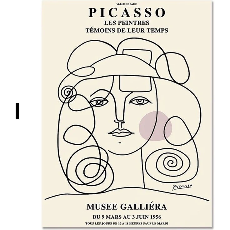 Poster Picasso Matisse Museum Abstrakt Retro Porträt | Bilder Wohnzimmer | Wandbilder Schlafzimmer | Deko Print ohne Rahmen | Bilder - I / 60 x 90 cm
