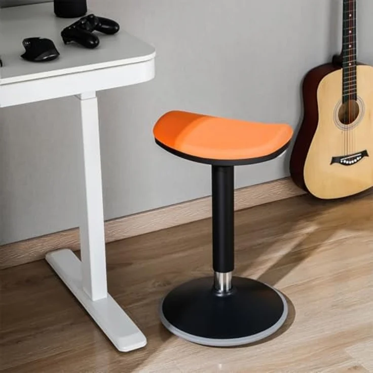 LogiLink EO0071 - Sitz-/Steh-/Drehhocker, höhenverstellbar 56–82 cm, Tragkraft max. 136 kg, Farbe: Schwarz/Orange – Bild 2