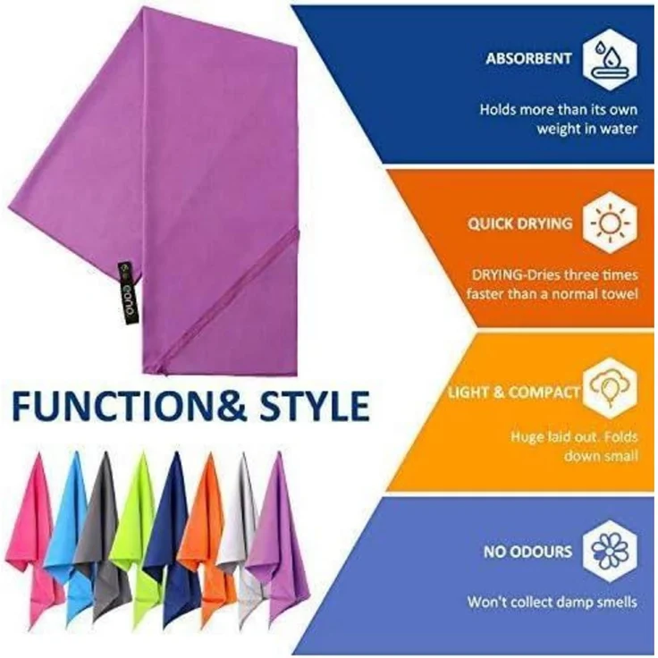 Mikrofaser Handtuch Ultra Leicht Schnelltrocknend 180cm x 90cm Violett XL – Bild 3