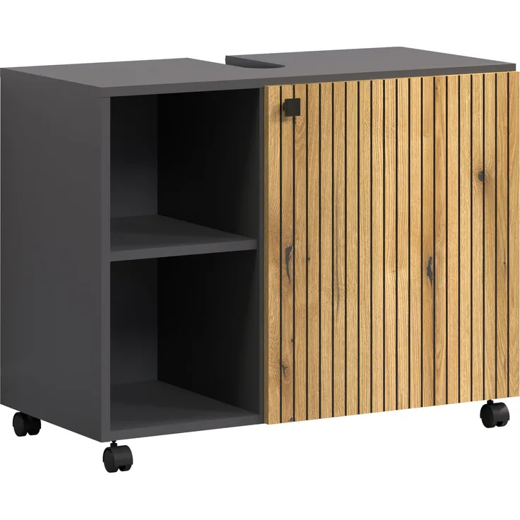 Waschbeckenunterschrank Bliss in Evoke Eiche und grau 80 cm