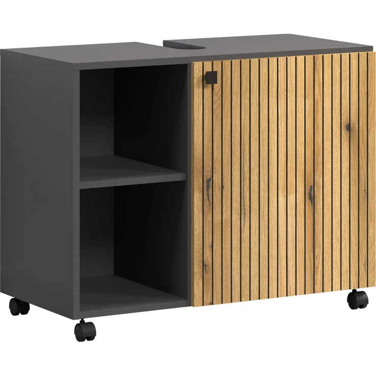 Waschbeckenunterschrank Bliss in Evoke Eiche und grau 80 cm – Bild 1
