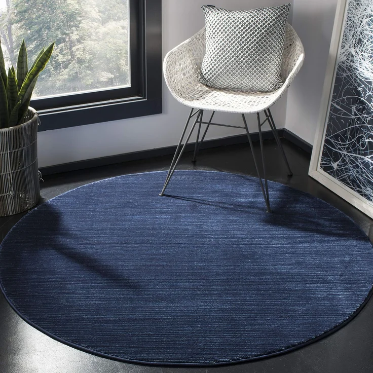 SAFAVIEH Modern Teppich für Wohnzimmer, Esszimmer, Schlafzimmer - Vision Collection, Kurzer Flor, Marine, 200 X 200 cm