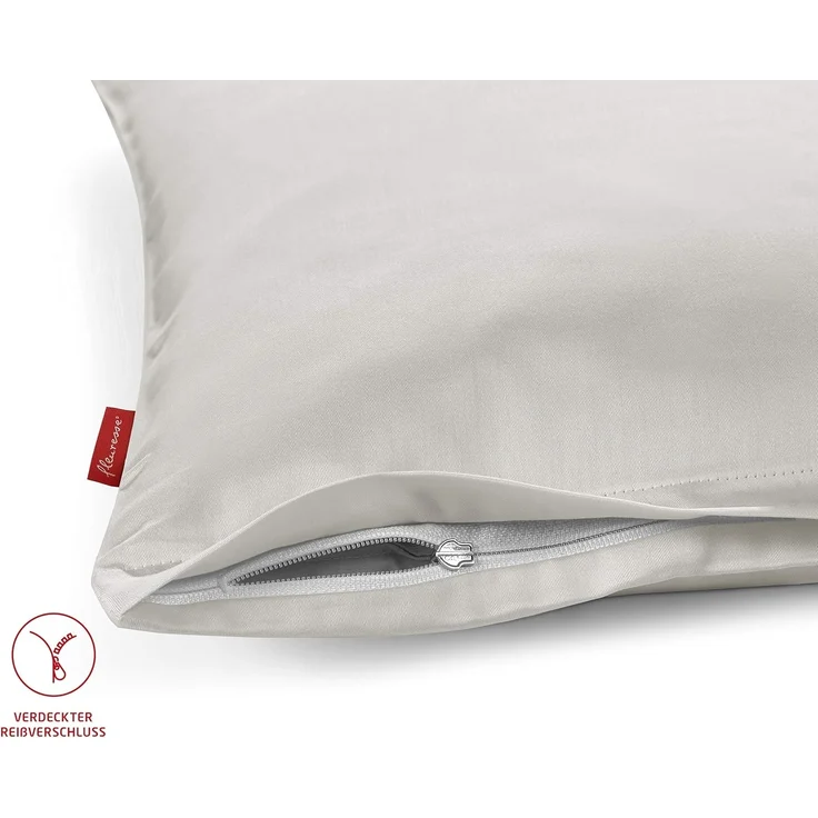 2 Stück Fleuresse Mako-Satin Kissenbezüge 40x60 cm uni mit RV DP 1525 jadegrün – Bild 5