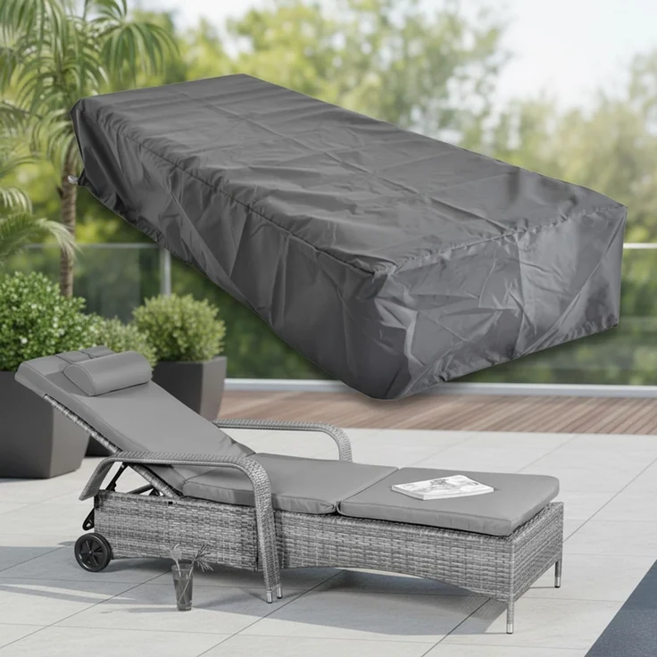 Schutzhülle 220x78x60 Schwarz Gartenmöbel Rattan Abdeckung Plane Haube Wetter – Bild 1