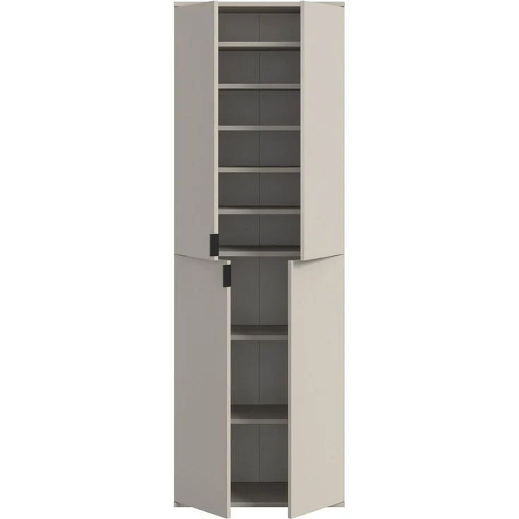 Home affaire Garderobenschrank TRONDHEIM, Höhe 193 cm, 4 Türen, 9 Fächer, 7 Einlegeböden (inkl. ausziehbarer Kleiderstange, in verschiedenen Farben erhältlich) Schrank, Hochschramk, Mehrzweckschrank, Universalschrank, Flur, Diele – Bild 4