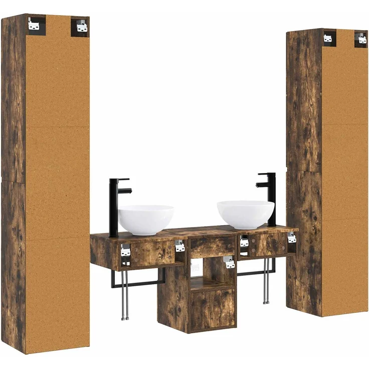 vidaXL Badezimmerschrank-Set 5 stk. Geräucherte Eiche 3406008 – Bild 7