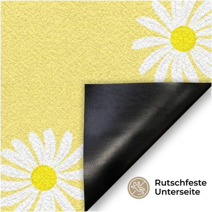MuchoWow Fußmatte Gänseblümchen - Pastell - Weiß - Gelb - Blumen, Rechteckig, innen Schmutzfangmatte, Tür, Schmutzfänger Flur, Teppich 60x40 cm – Bild 3