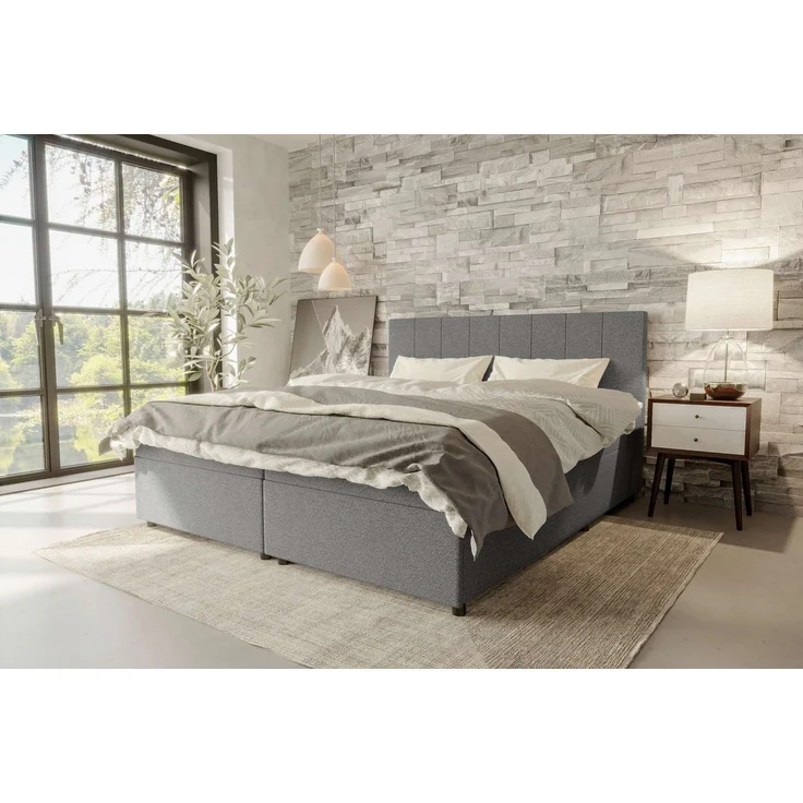 99rooms Kira Boxspringbett Strukturstoff NEVE Anthrazit 140x200 cm – Bild 5