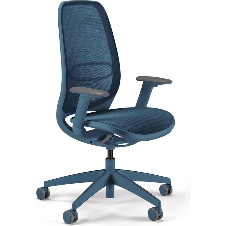 Sedus se:air Ergonomischer Drehstuhl, Bürostuhl, Kunststoff mit Rezyklat-Anteil, 100% Recyclingfähig, Blue, 42-55cm, bis 130kg Belastbar
