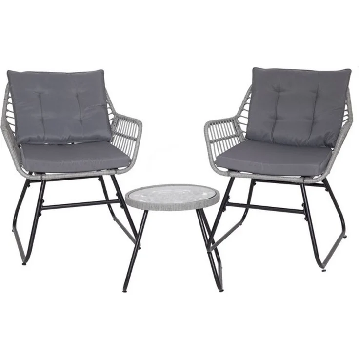 SVITA Balkonset AMALFI, Rattan, Outdoor, Sitzgruppe, Hellgrau – Bild 4