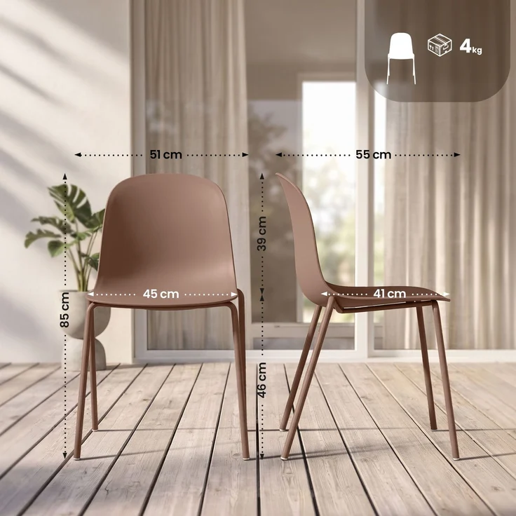 CLP Stapelstuhl Hardin mit ergonomischer Kunststoffschale und stabilem Metallgestell - Farbe:terracotta – Bild 2